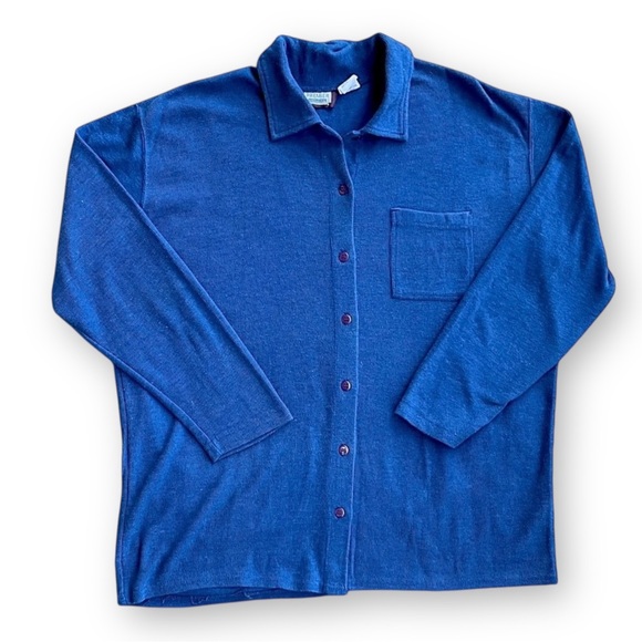 Premier Other - Premier International Royal Blue Button-Up Knit Shirt Jacket